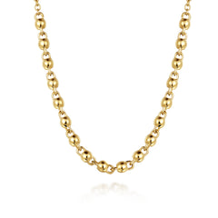 18 Inch 14K Yellow Gold Beaded Station Necklace thumbnail 1