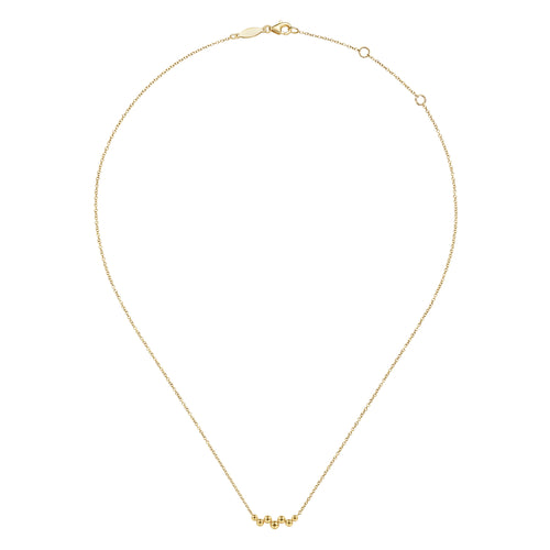 14K Yellow Gold Bead Bar Necklace