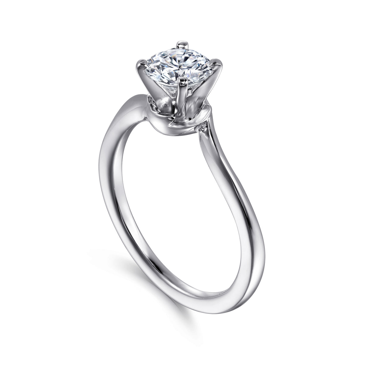 14K White Gold Round Diamond Engagement Ring - View 3