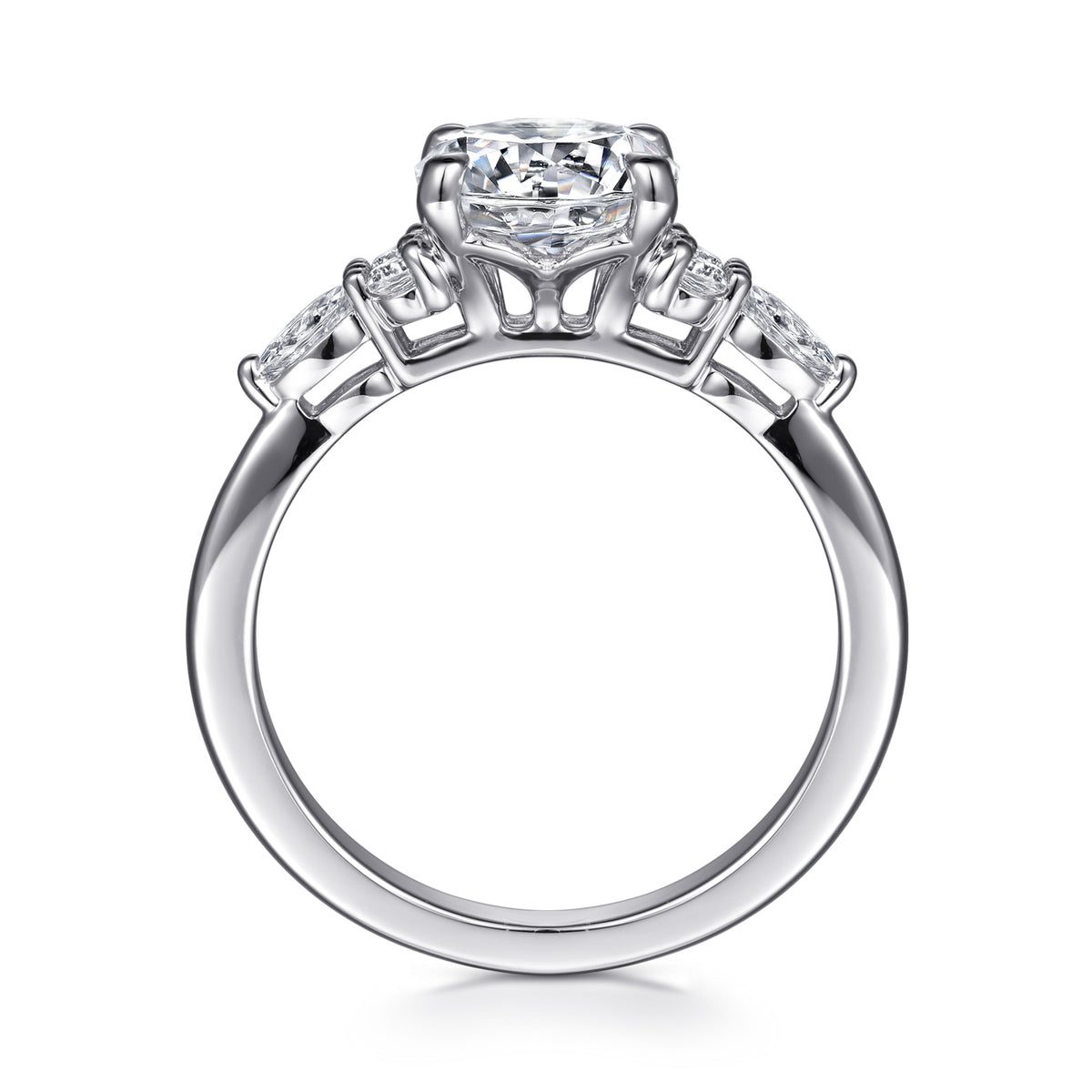 14K White Gold Round Diamond Cluster Engagement Ring - View 2
