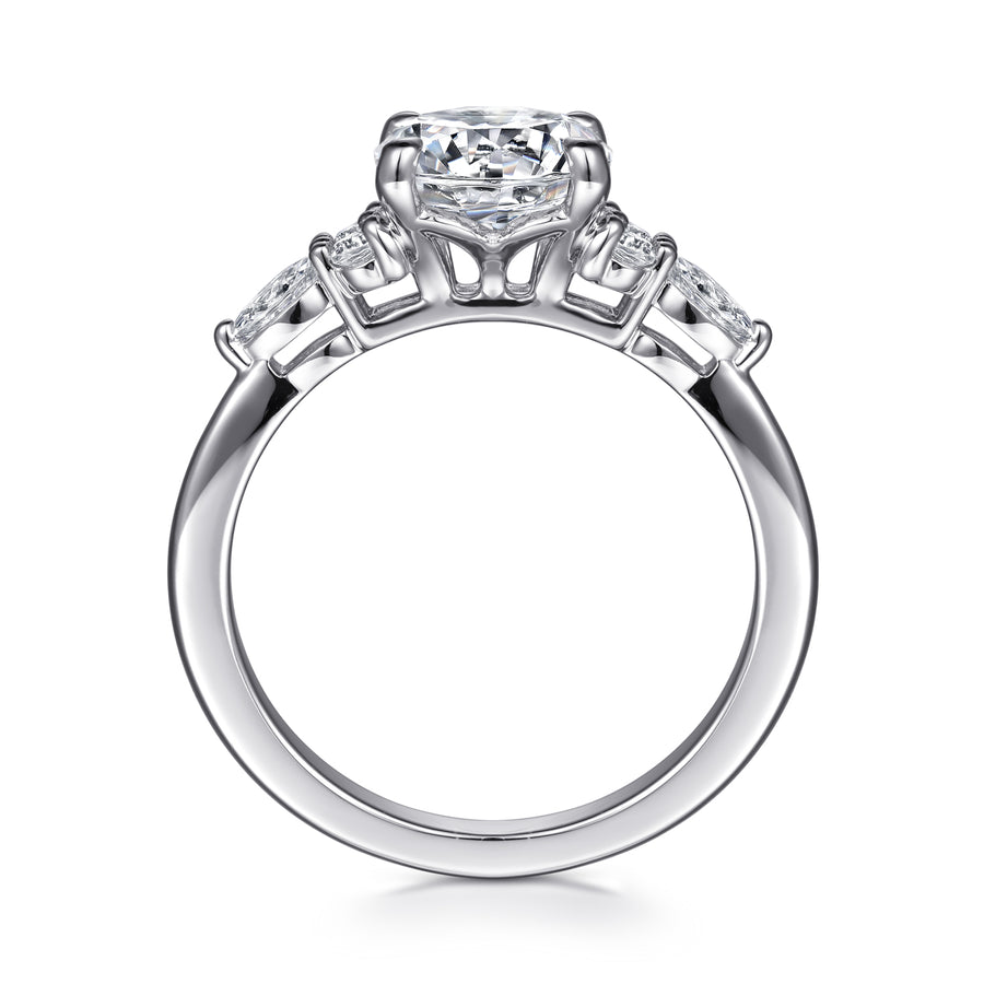 14K White Gold Round Diamond Cluster Engagement Ring