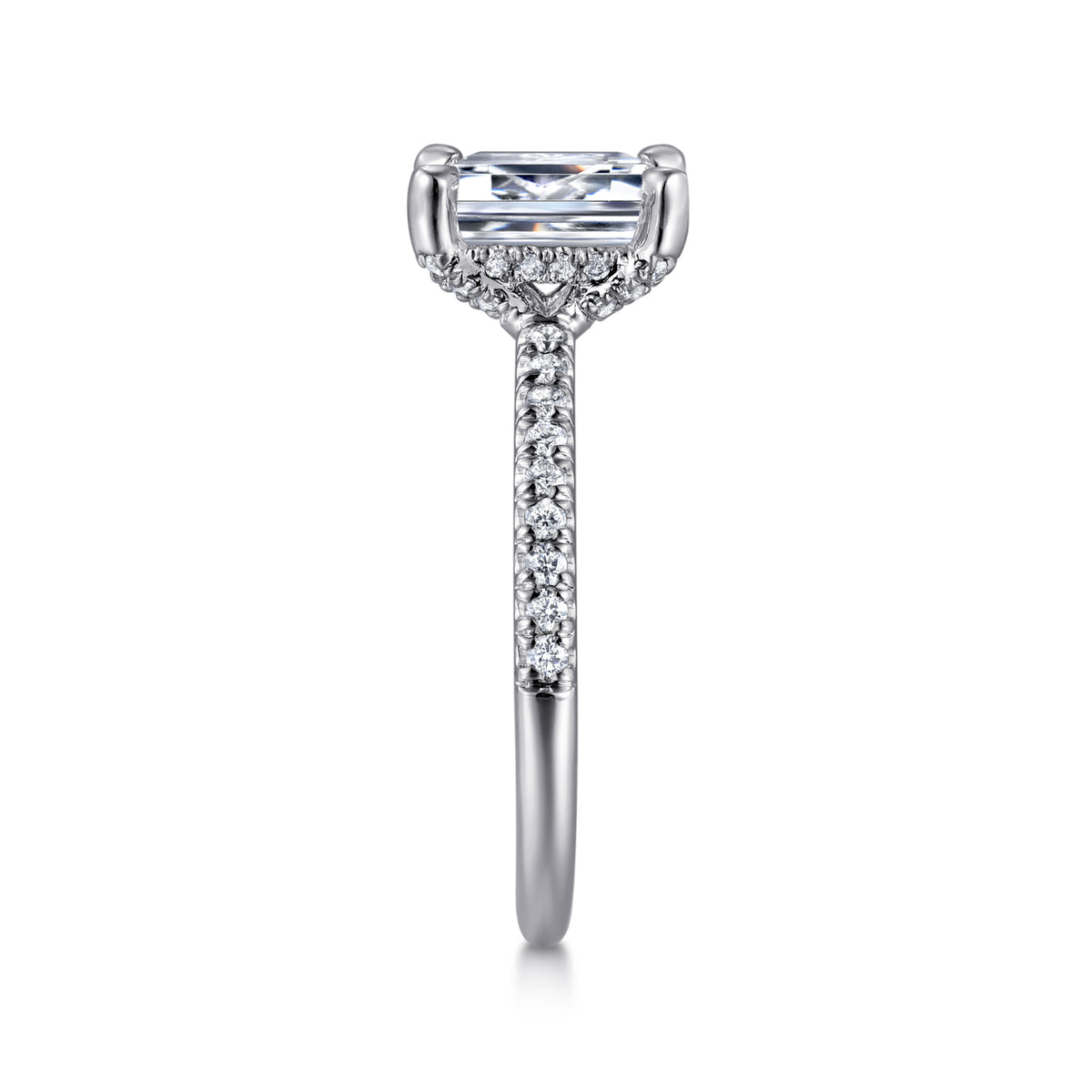 14K White Gold Emerald Cut Diamond Engagement Ring - View 5
