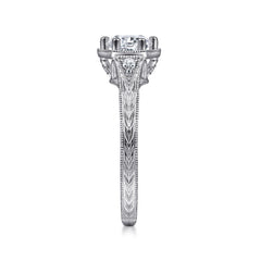 Vintage Inspired 14K Gold 6 Prong Round Diamond Engagement Ring thumbnail 6