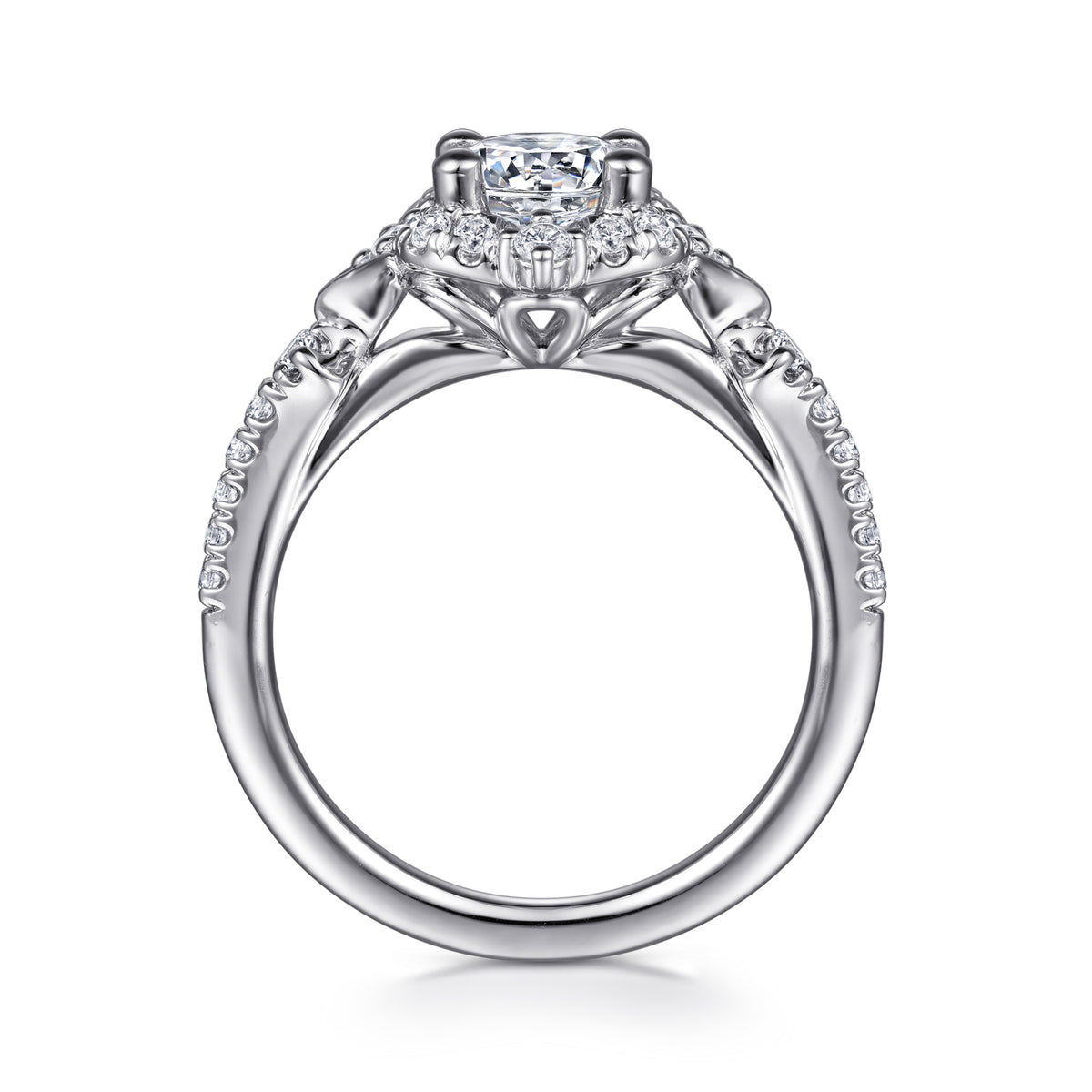 Victorian Round Halo Diamond Engagement Ring - 0.34 CTW - View 2