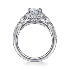 Victorian Round Halo Diamond Engagement Ring - 0.34 CTW thumbnail 2