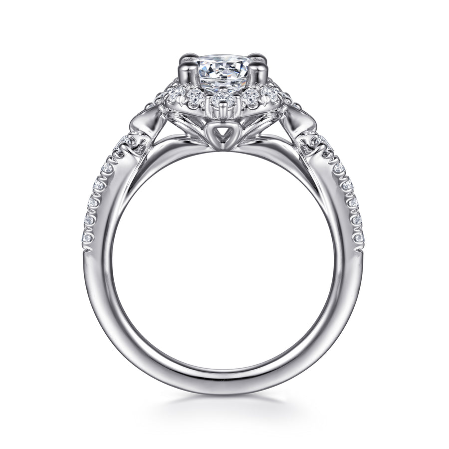 Victorian Round Halo Diamond Engagement Ring - 0.34 CTW