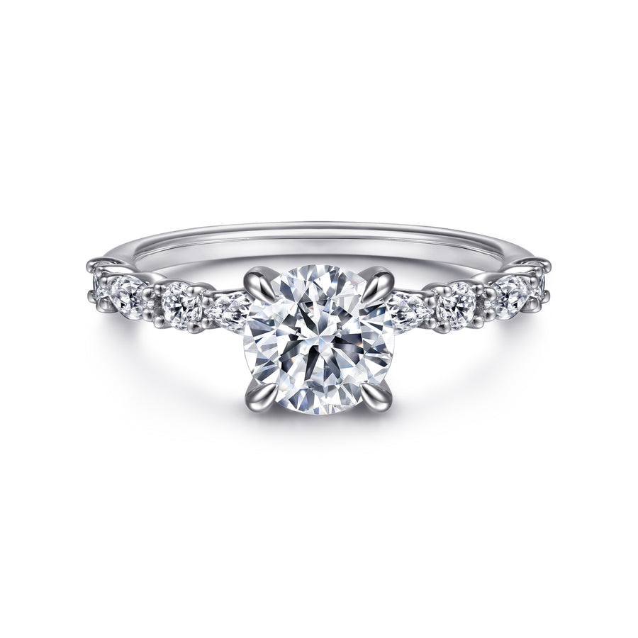 Contemporary 14K Gold Round Diamond Engagement Ring - 0.46 CTW