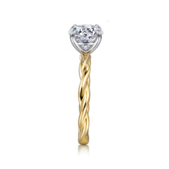 14K White-Yellow Gold Twisted Round Diamond Engagement Ring thumbnail 5
