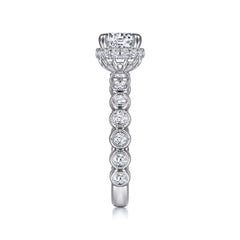 Vintage Inspired 14K White Gold Round Diamond Engagement Ring thumbnail 6
