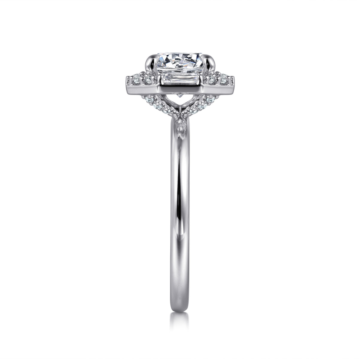Octagonal Hidden Halo Diamond Engagement Ring - View 5