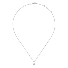 14K White Gold Pavé Diamond Pendant Necklace thumbnail 2
