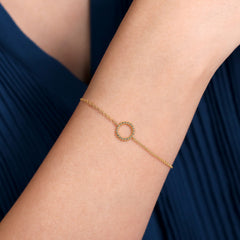 14K Yellow Gold Beaded Circle Chain Bracelet thumbnail 3