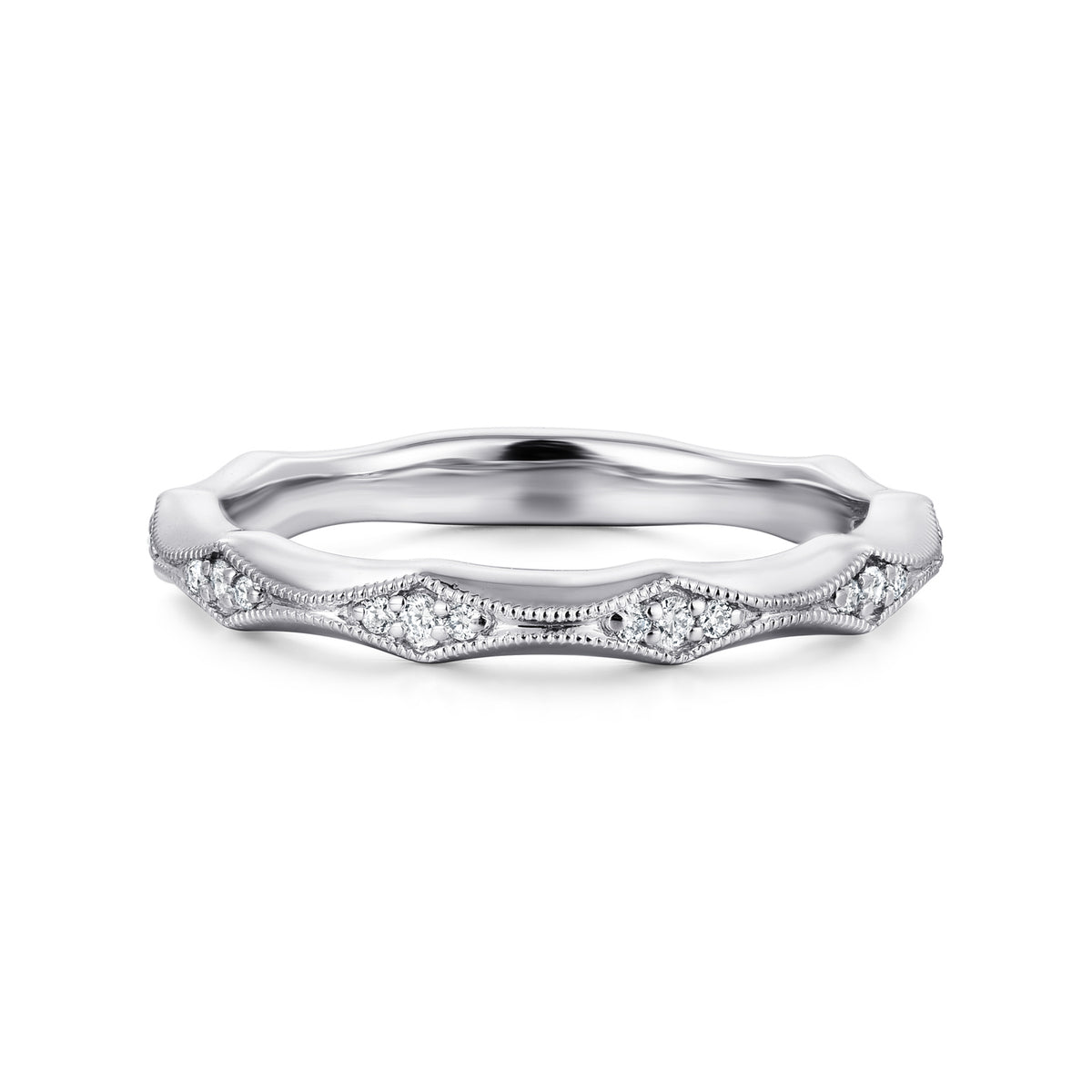 14K White Gold Matching Wedding Band - View 1