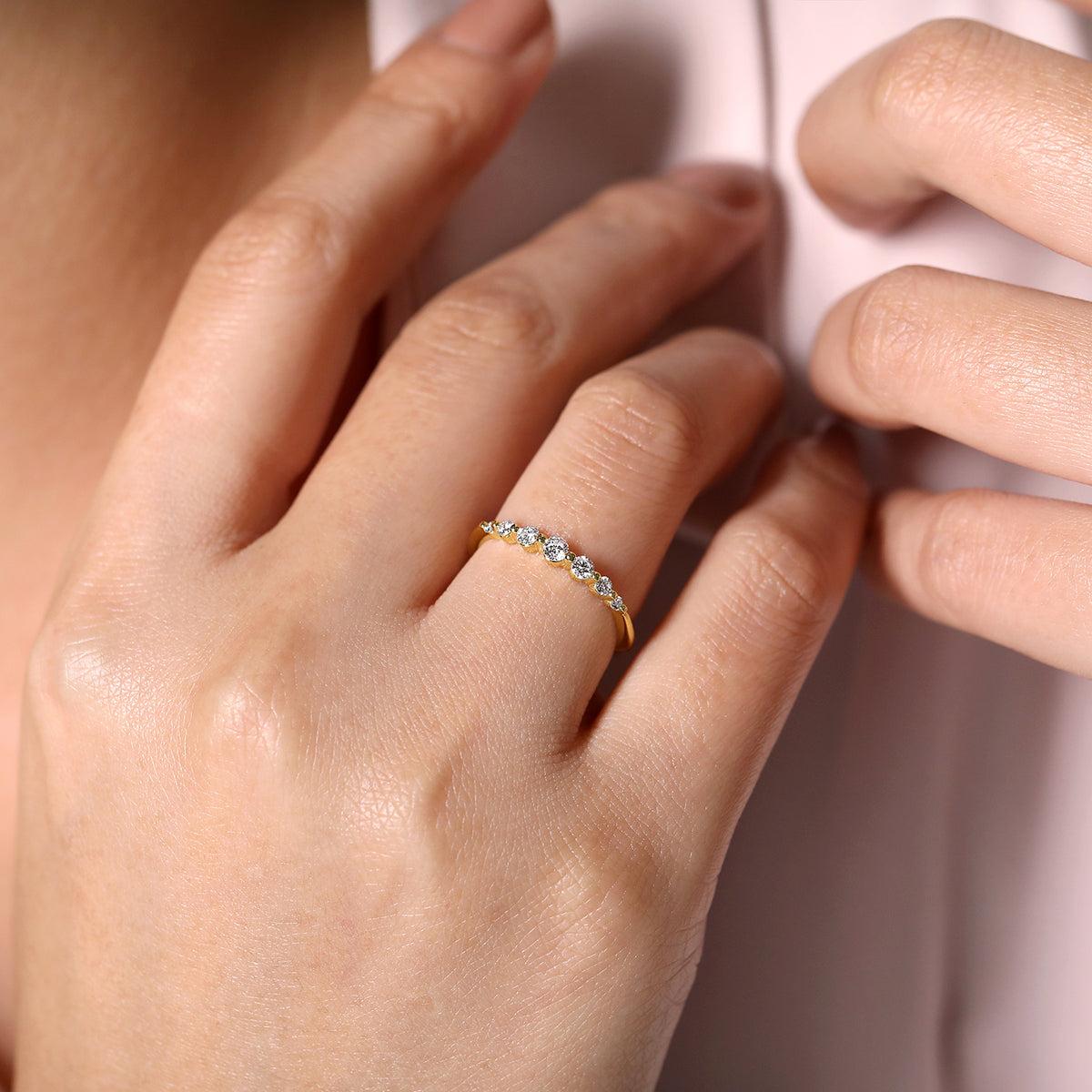 14K Yellow Gold Diamond Band Ring - View 5