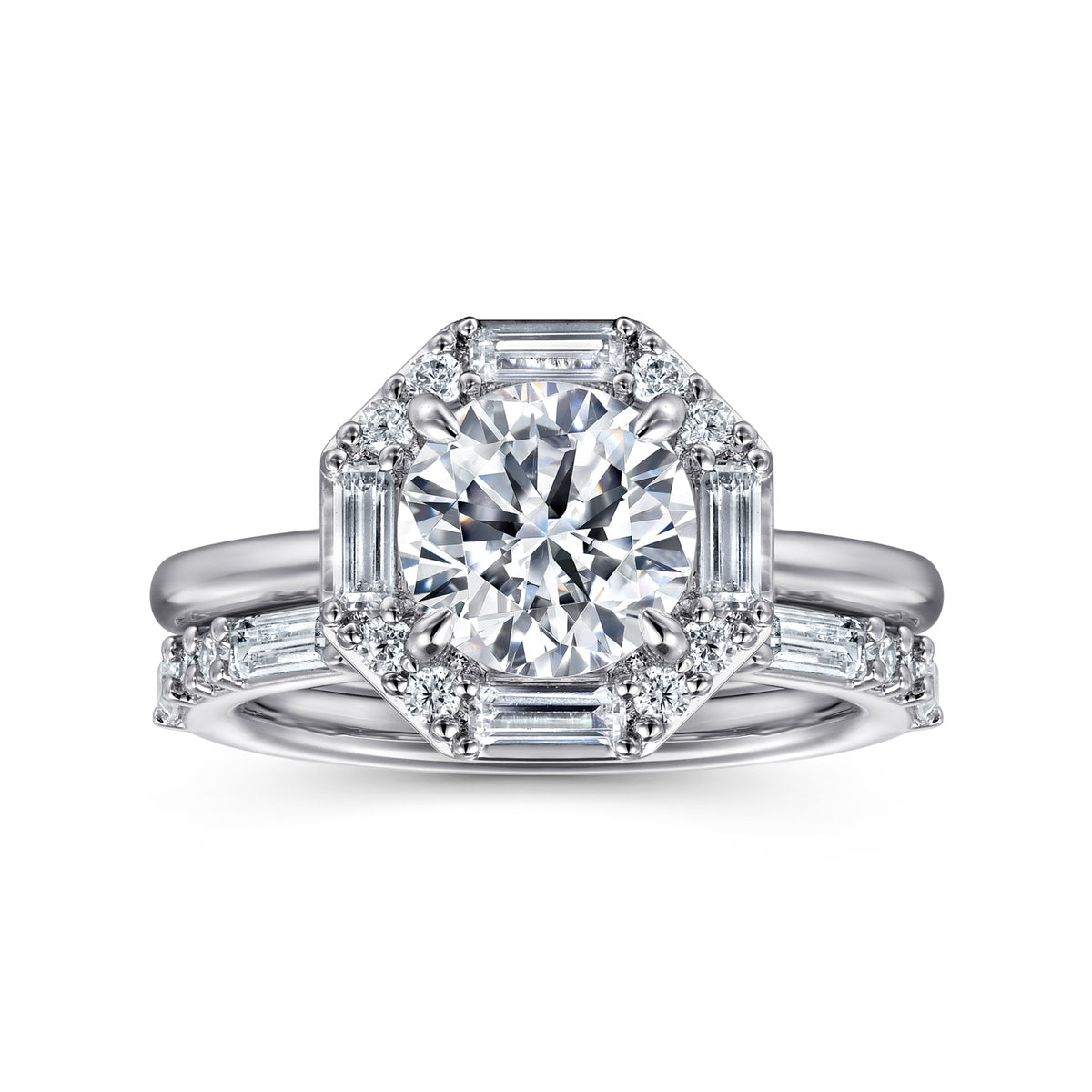 14K White Gold Diamond Wedding Band - View 3