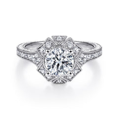 Art Deco Halo Diamond Engagement Ring thumbnail 1
