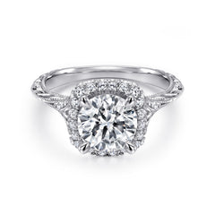 Vintage Round Halo Diamond Engagement Ring thumbnail 1