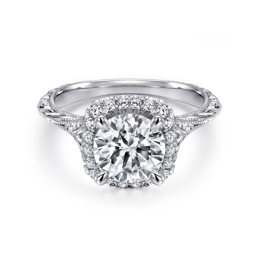 Vintage Round Halo Diamond Engagement Ring