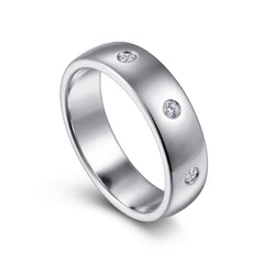 14K White Gold Diamond Men's Wedding Ring in High Polished Finish thumbnail 3