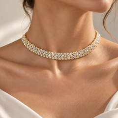 14K Yellow Gold Lab-Grown Diamond Choker Necklace — 21.45 CTW thumbnail 1