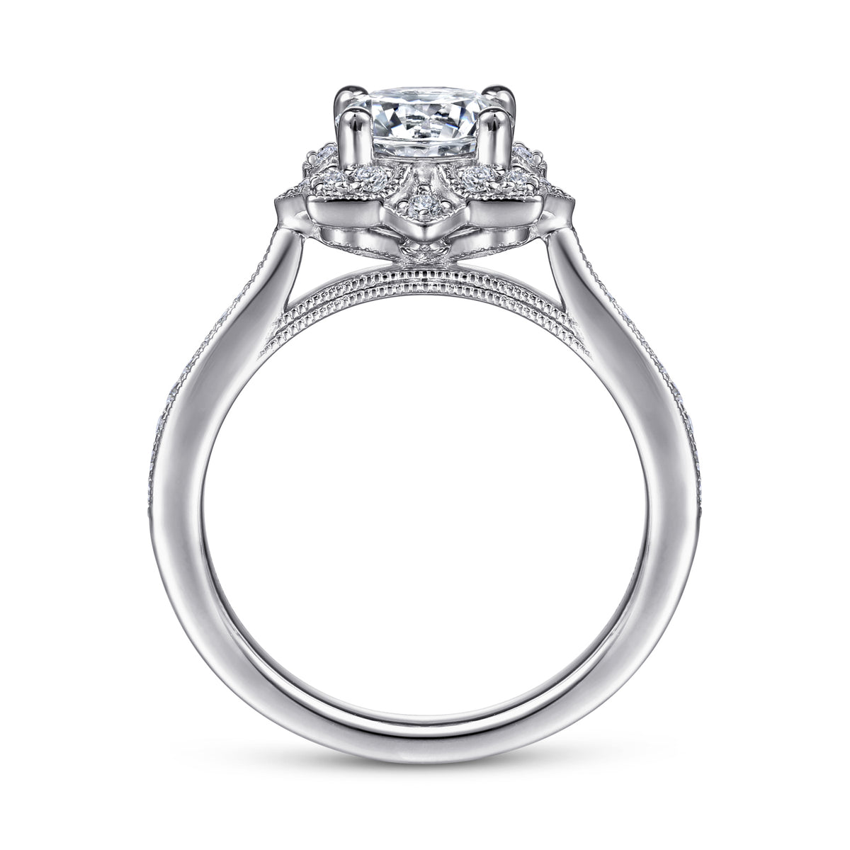 Vintage-Inspired Round Halo Diamond Engagement Ring - 0.21 CTW - View 2