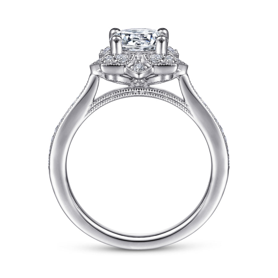 Vintage-Inspired Round Halo Diamond Engagement Ring - 0.21 CTW