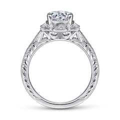Art Deco Halo Diamond Engagement Ring thumbnail 2