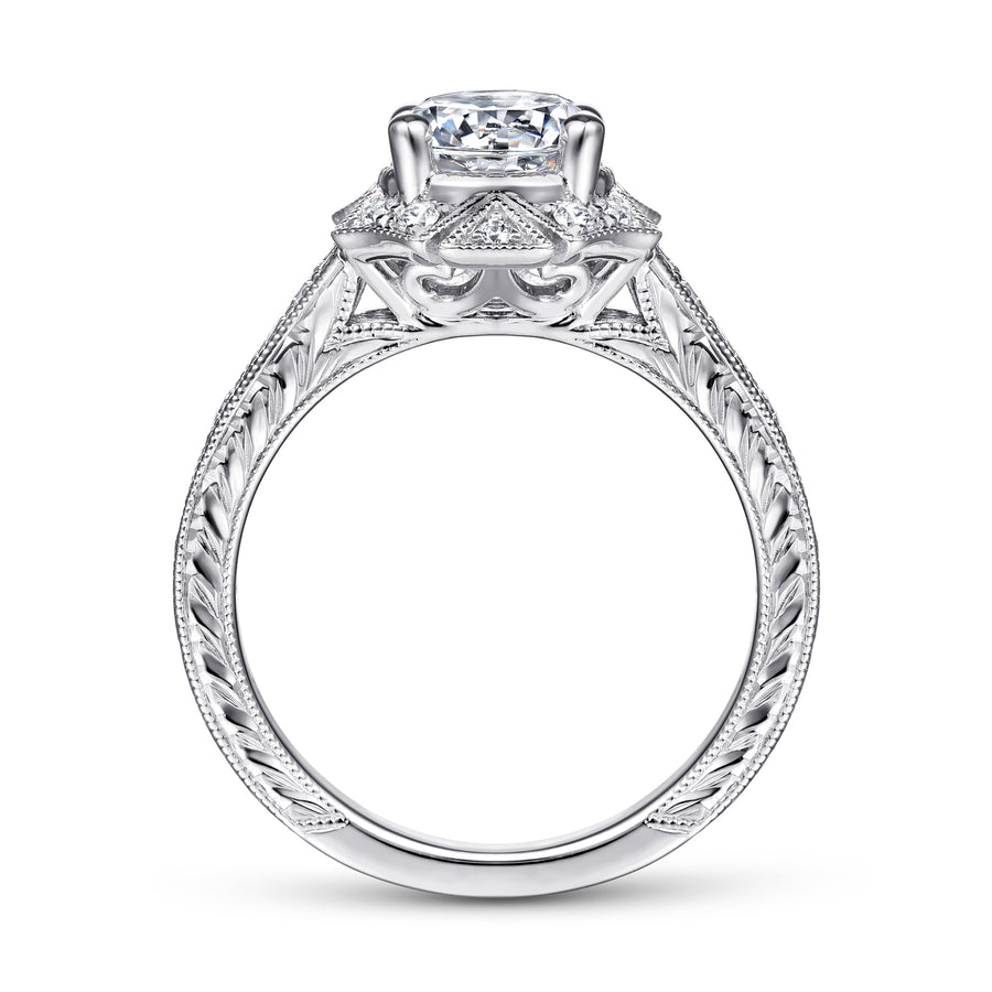 Art Deco Halo Diamond Engagement Ring