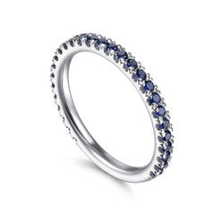 14K White Gold Sapphire Stackable Ring thumbnail 3