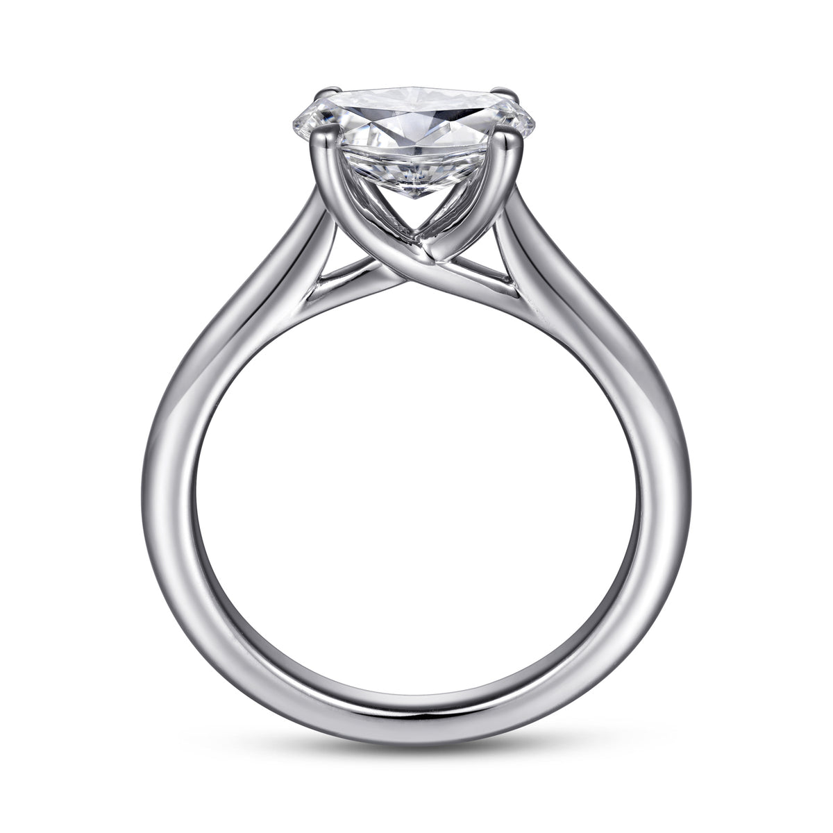 East-West Oval Solitaire Diamond Engagement Ring - View 2