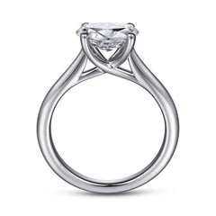 East-West Oval Solitaire Diamond Engagement Ring thumbnail 2