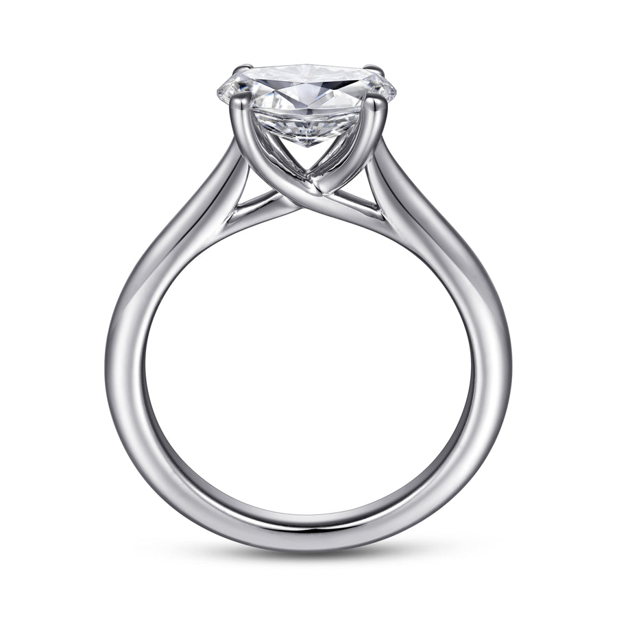 East-West Oval Solitaire Diamond Engagement Ring