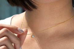 14K Yellow Gold Octagonal Pavé Diamond Pendant Necklace thumbnail 3