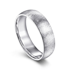 14K White Gold 6mm Men's Wedding Band in Diamond Brush Finish thumbnail 3