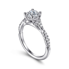 14K White Gold Split Shank Round Diamond Engagement Ring thumbnail 3