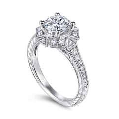 Art Deco Halo Diamond Engagement Ring thumbnail 3