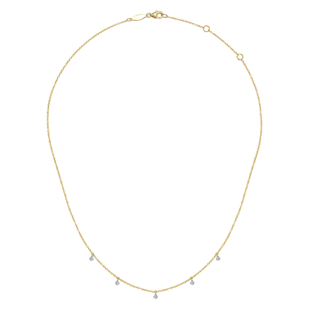 14K White & Yellow Gold Diamond Droplet Necklace - View 2