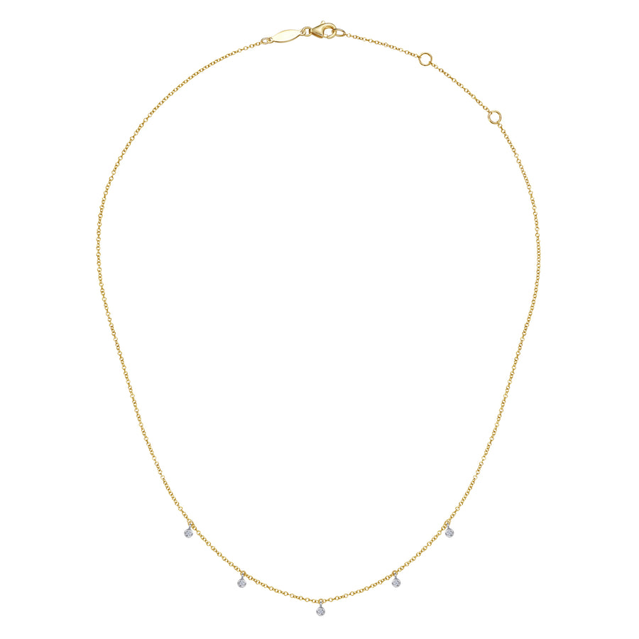14K White & Yellow Gold Diamond Droplet Necklace