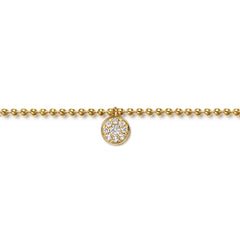 14K Yellow Gold Beaded White Sapphire Pave Charm Bracelet thumbnail 2