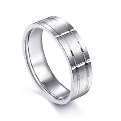 14K White Gold 6mm Checkerboard Pattern Men's Wedding Band in Satin Finish thumbnail 3