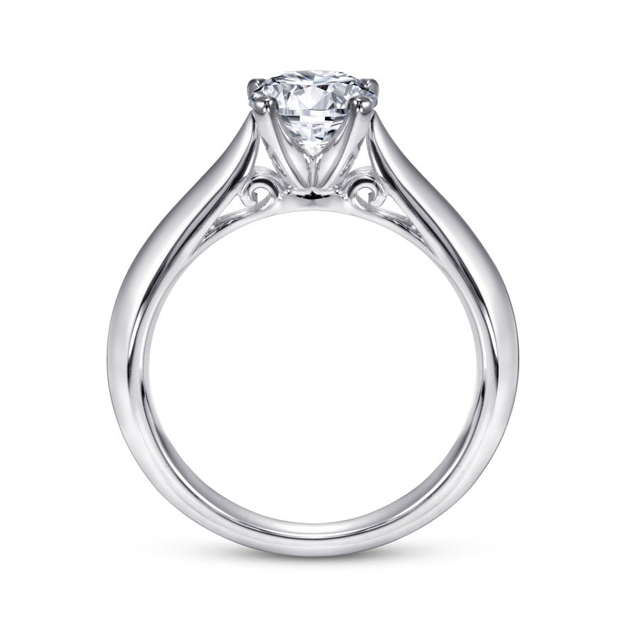 Slim-Band Round Solitaire Diamond Engagement Ring
