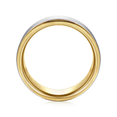 14K White-Yellow Gold 8mm Two Tone Men's Wedding Band in Satin Finish thumbnail 2