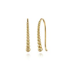 14K Yellow Plain Gold Graduating Ball Drop Frenchwire Earrings thumbnail 1