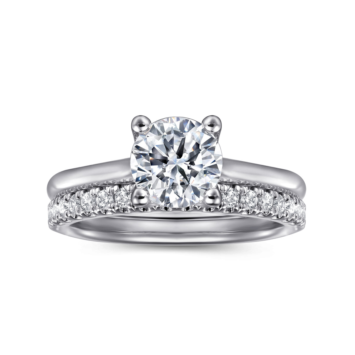 14K White Gold Round Diamond Engagement Ring - View 4
