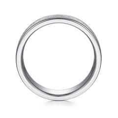 14K White Gold 6mm Men's Wedding Band in Sand Blast Finish thumbnail 2