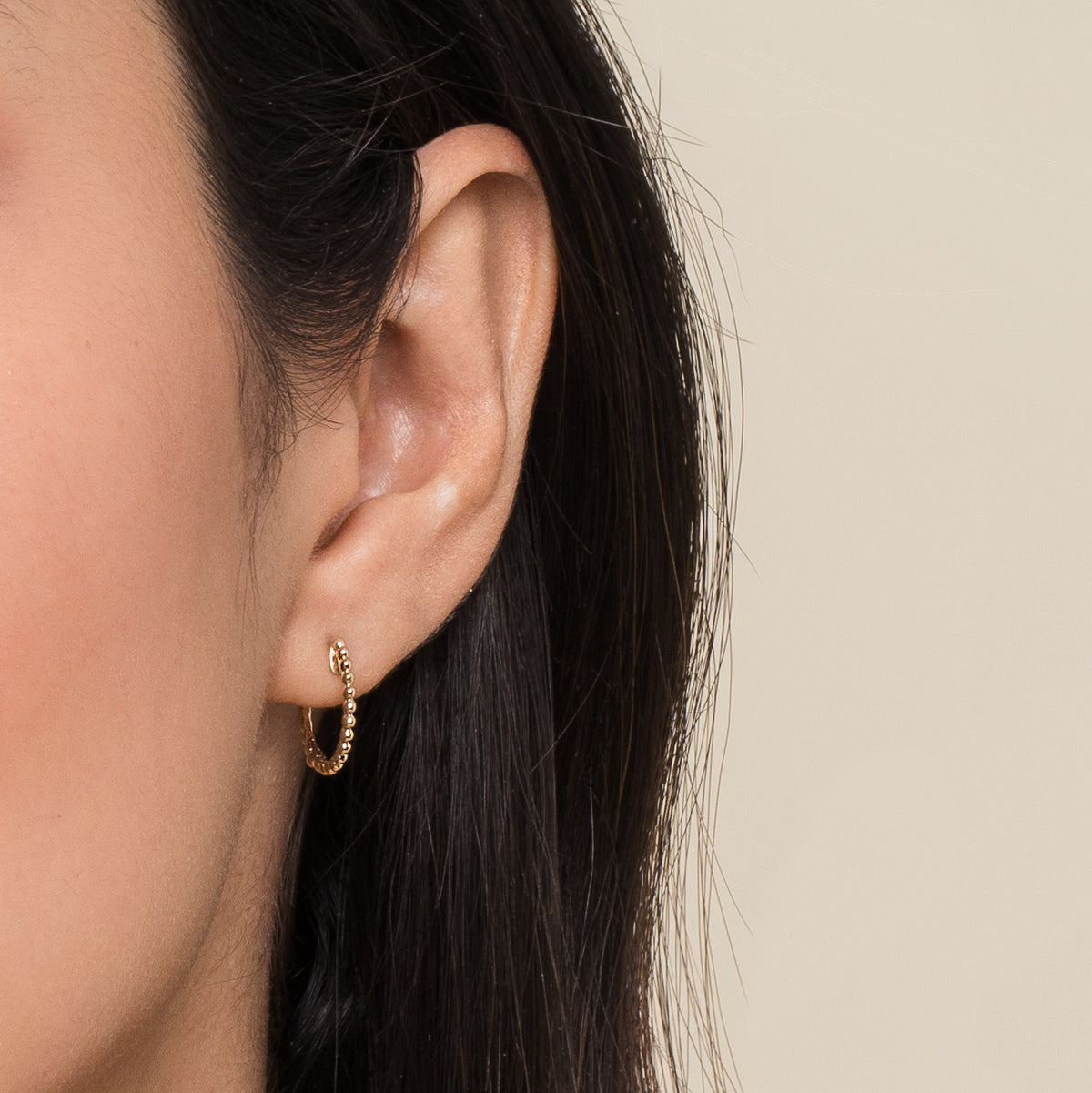 14K Yellow Gold Huggie Earrings - View 2