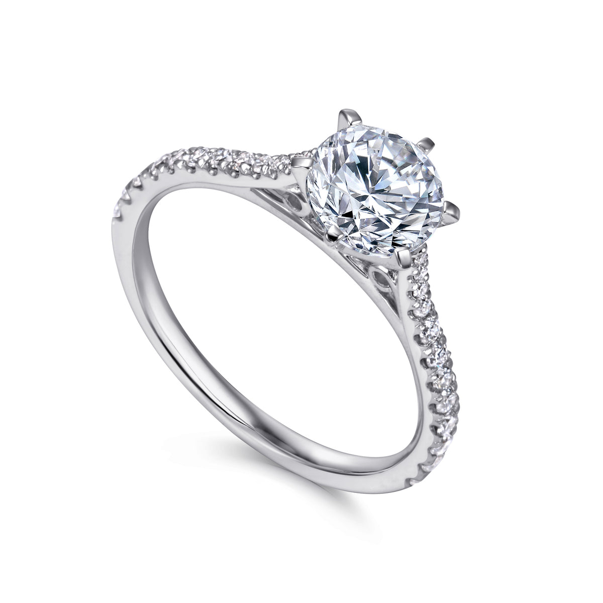Classic 14K Gold Round Diamond Engagement Ring - 0.25 CTW - View 2