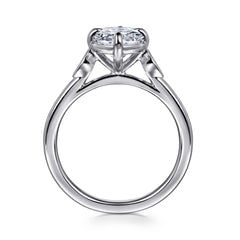 14K Gold Oval Three Stone Diamond Engagement Ring thumbnail 2