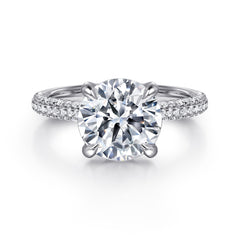 14K Gold Round Pavé Diamond Engagement Ring thumbnail 1