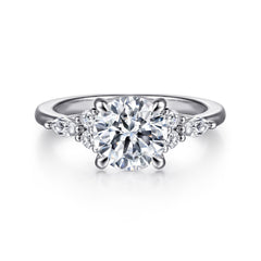 14K White Gold Round Diamond Cluster Engagement Ring thumbnail 1